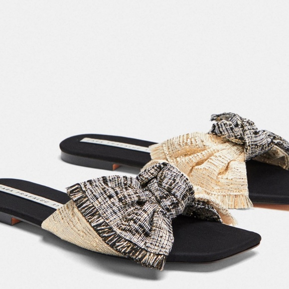 ZARA FABRIC BOW SLIDES - Picture 2 of 7